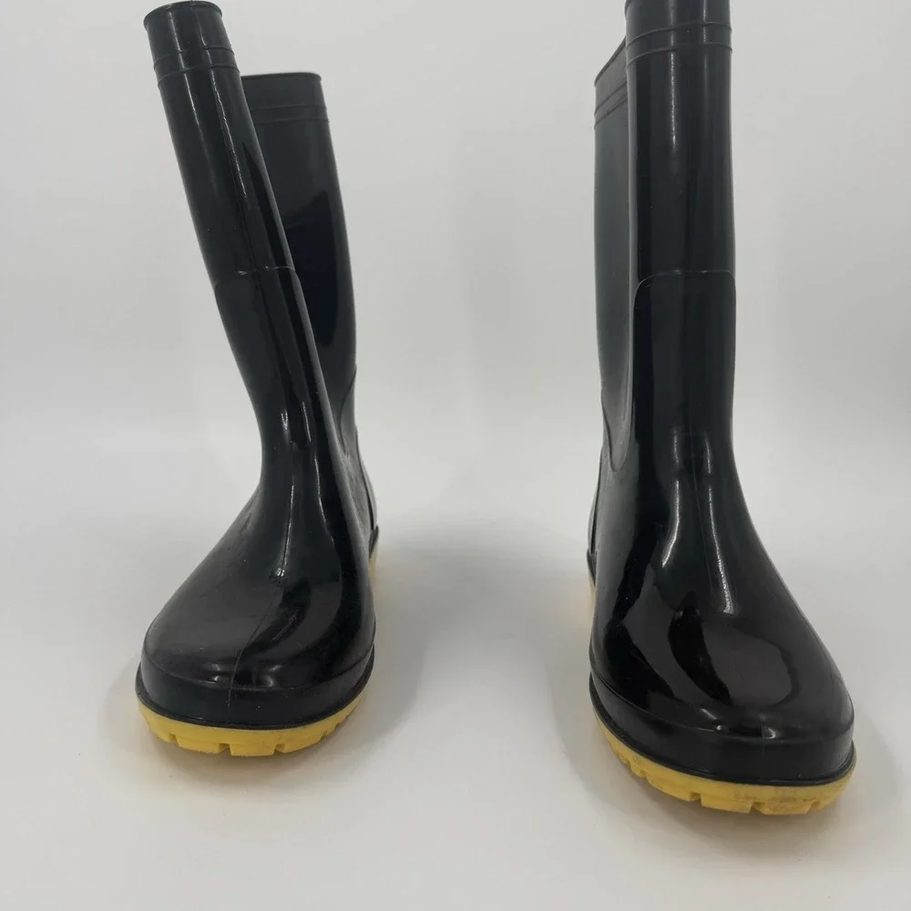 Men's Waterproof Rain Boots Black Rubber Mid Calf Garden Work Boots US 11